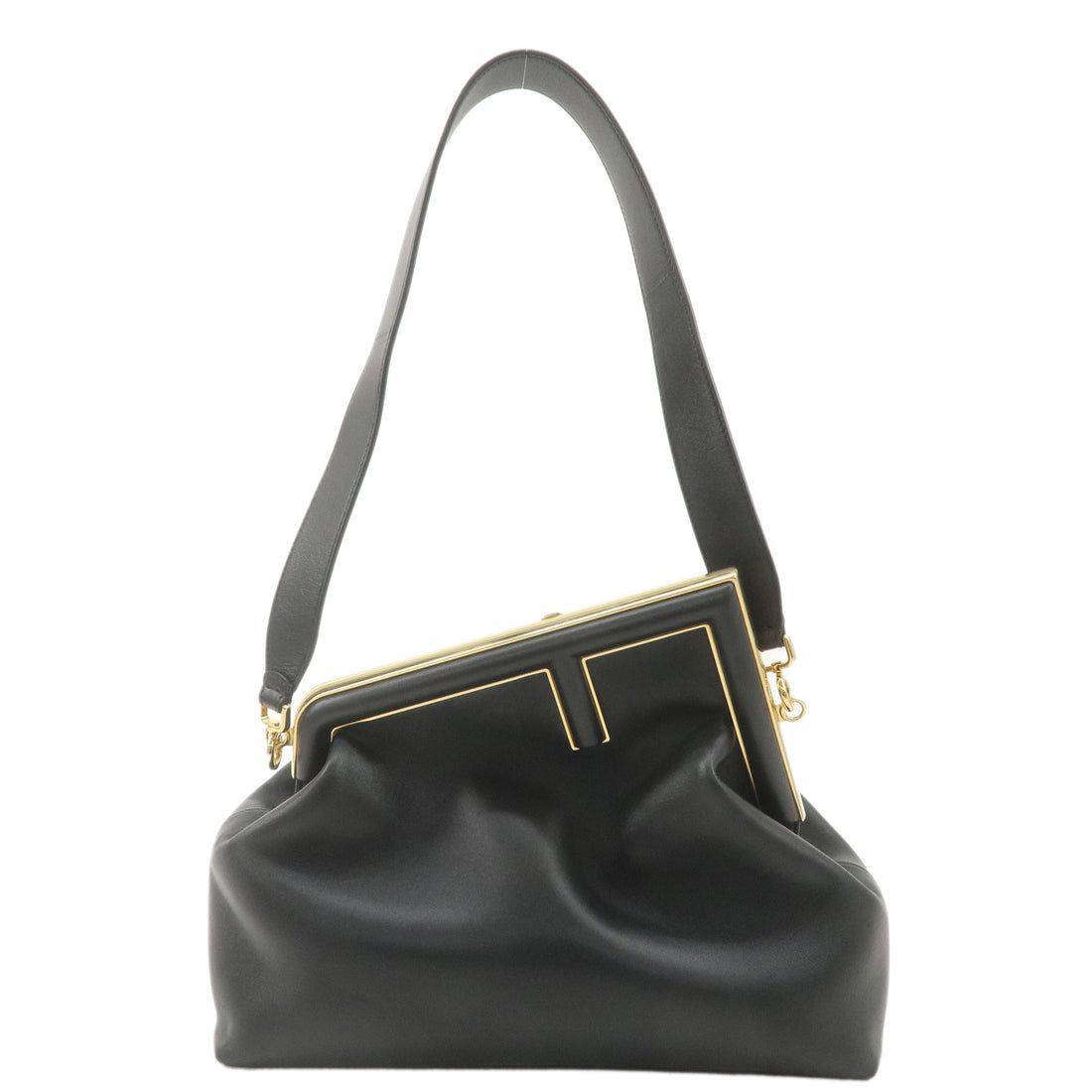 FENDI Leather First Medium 2Way Clutch Shoulder Bag Black 8BL127 - Handbags, Wallets & Cases