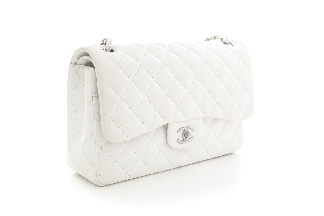 Chanel Jumbo Classic Double Flap Creme Quilted Calfskin Shoulder Bag - Handbag