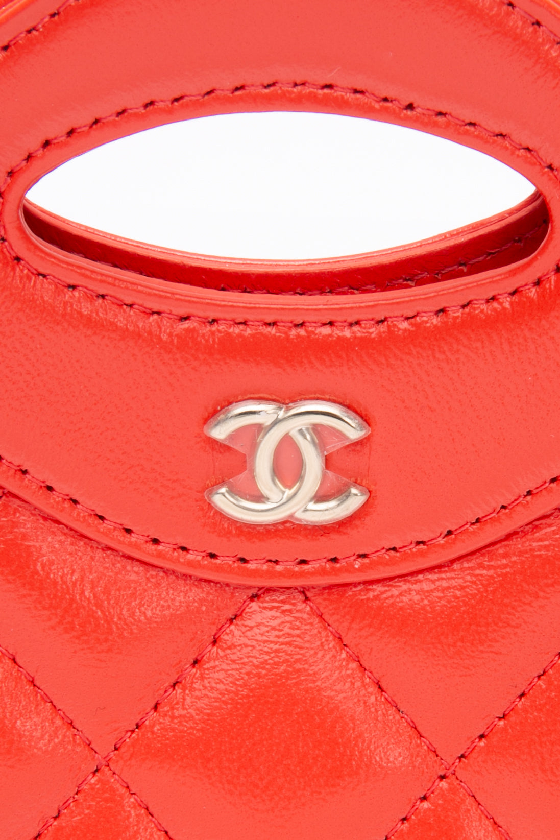 CHANEL Coral Red Shiny Lambskin Quilted Mini 31 Clutch with Chain (New) - Handbags