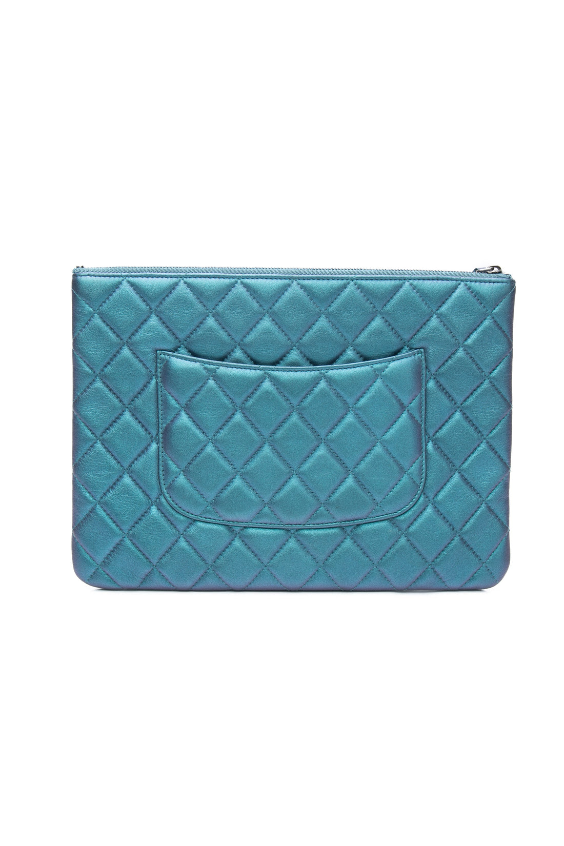 CHANEL Lambskin Quilted Iridescent O Case Clutch - Handbags