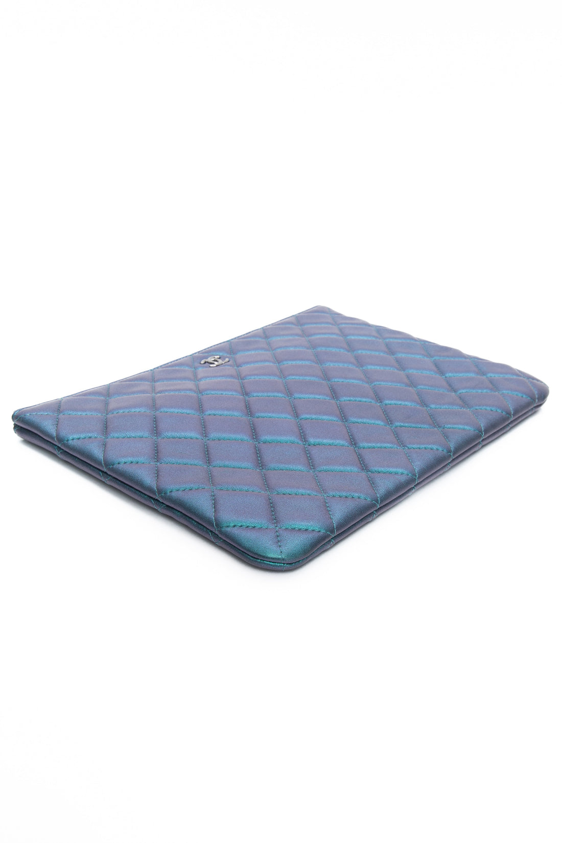 CHANEL Lambskin Quilted Iridescent O Case Clutch - Handbags