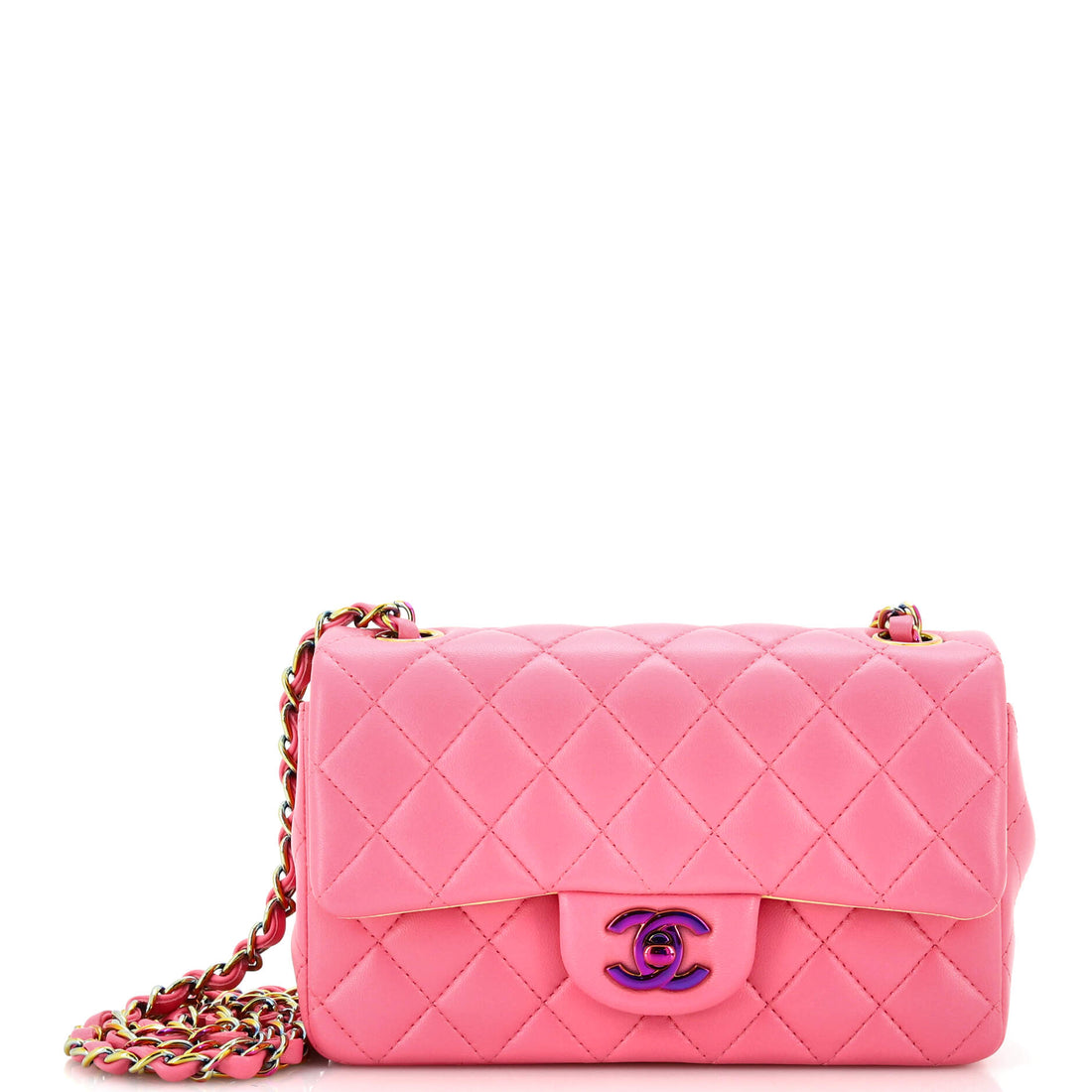 CHANEL Classic Single Flap Bag Quilted Lambskin with Rainbow Hardware Mini - Handbag & Wallet Accessories