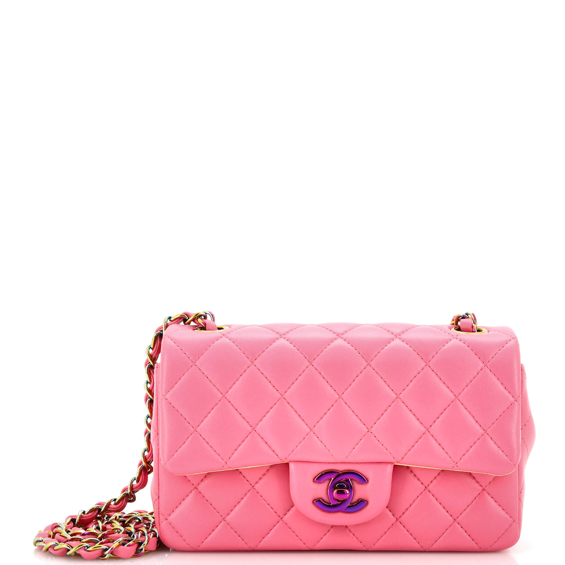 CHANEL Classic Single Flap Bag Quilted Lambskin with Rainbow Hardware Mini - Handbag & Wallet Accessories