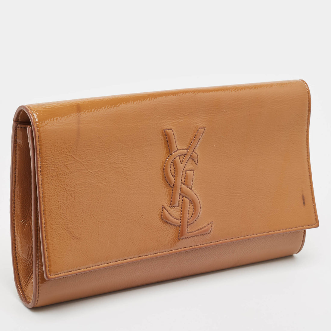 Saint Laurent Beige Patent Leather Belle De Jour Clutch - women/handbags/clutches