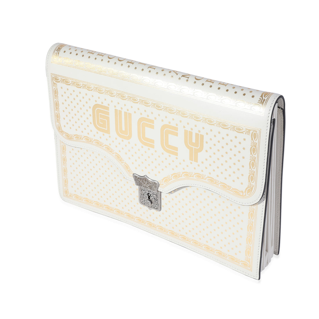 Gucci x Sega Mystic White Star Printed Calfskin GUCCY Portfolio Clutch - Handbags