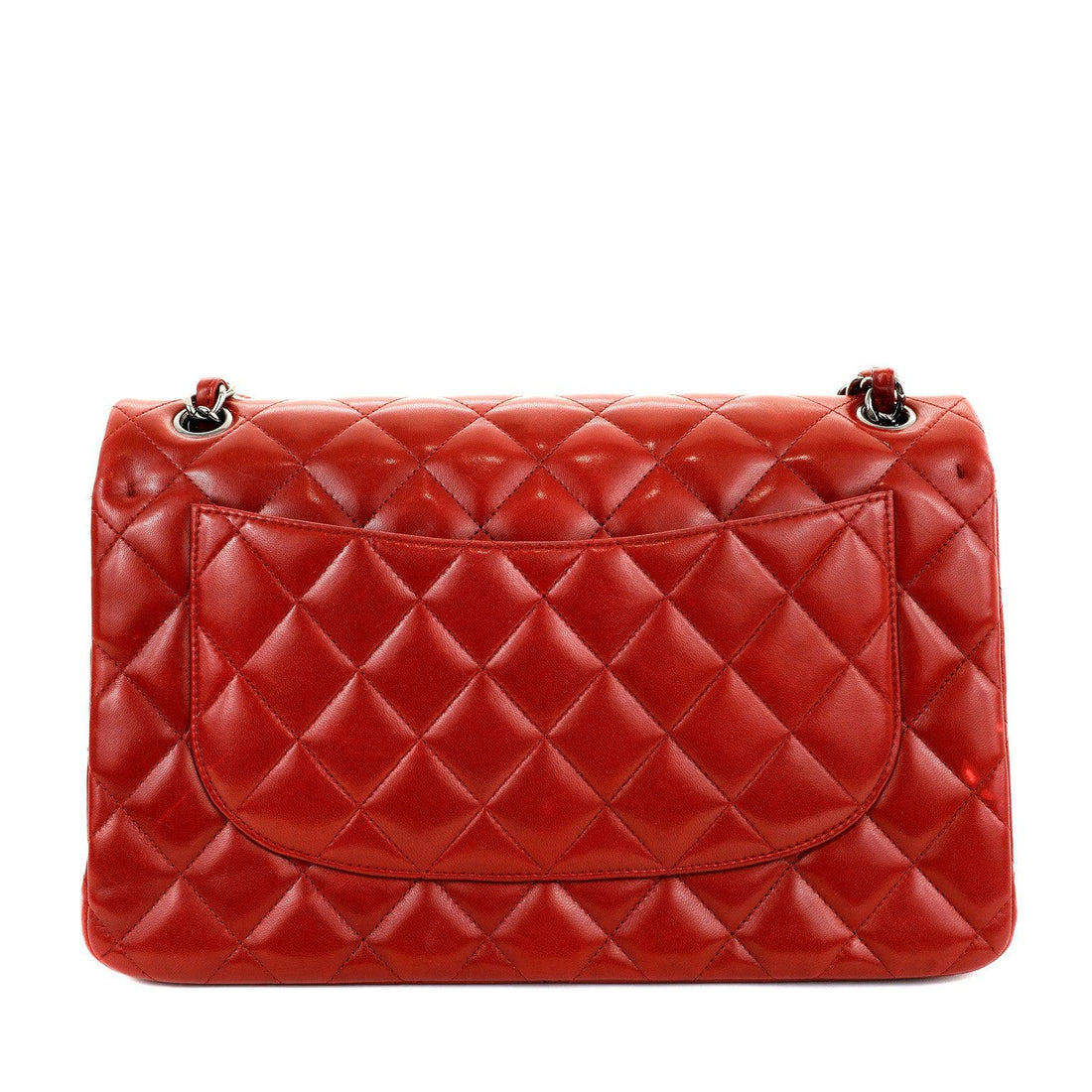 Chanel Lipstick Red Lambskin Jumbo Classic - Handbags