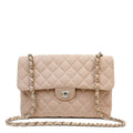 Chanel Gingham Cloth Maxi Classic w/ Silver Hardware - BAGS - 7
