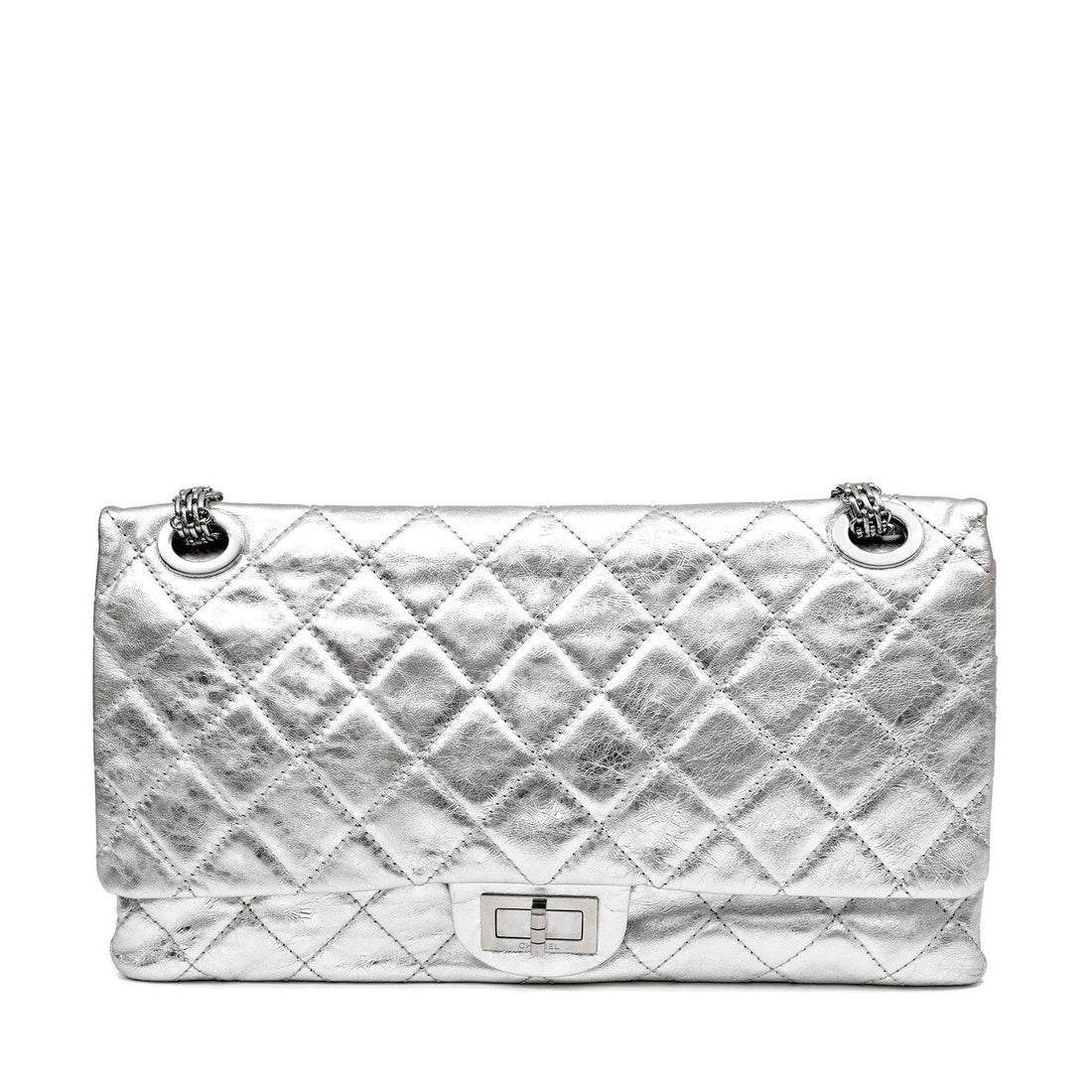 Chanel Metallic Silver Maxi Classic Reissue 2.55 - BAGS