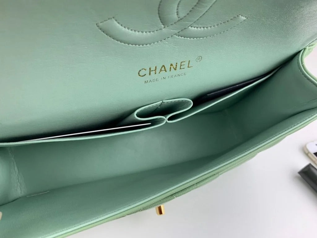 Chanel Classic Double Flap 25 Shoulder Bag Emerald Green - Bag