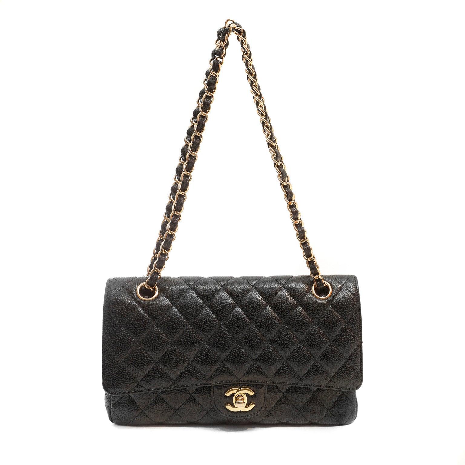 Chanel Black Caviar Medium Classic w/ Gold Hardware - BAGS - 5