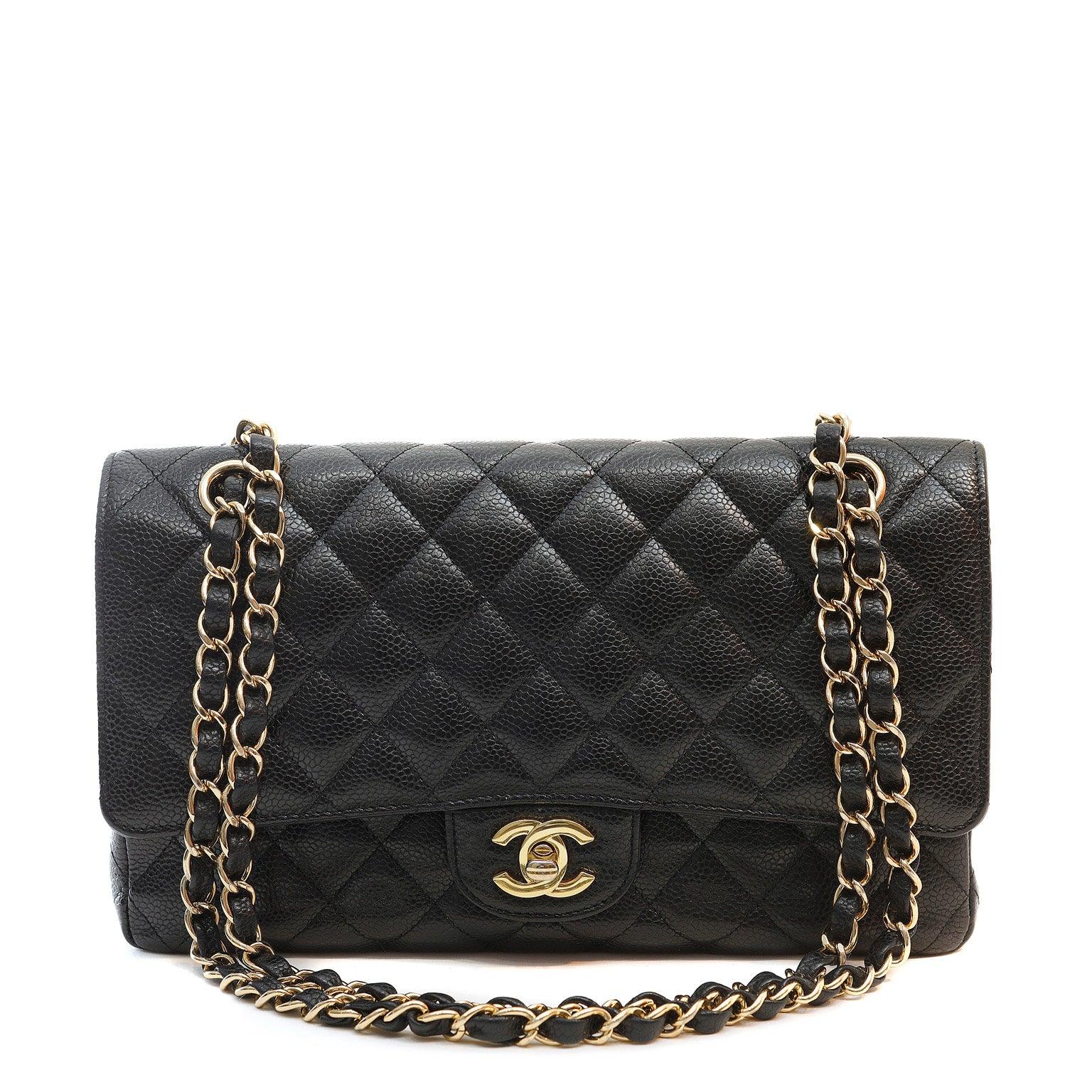 Chanel Black Caviar Medium Classic w/ Gold Hardware - BAGS - 7