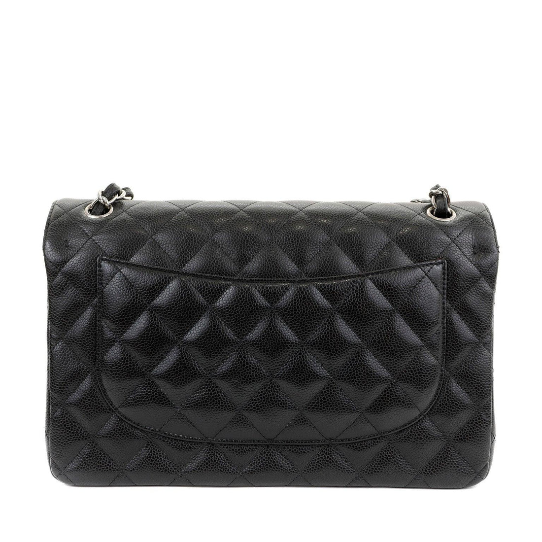 Chanel Black Caviar Jumbo Classic Flap w/ Silver Hardware - BAGS