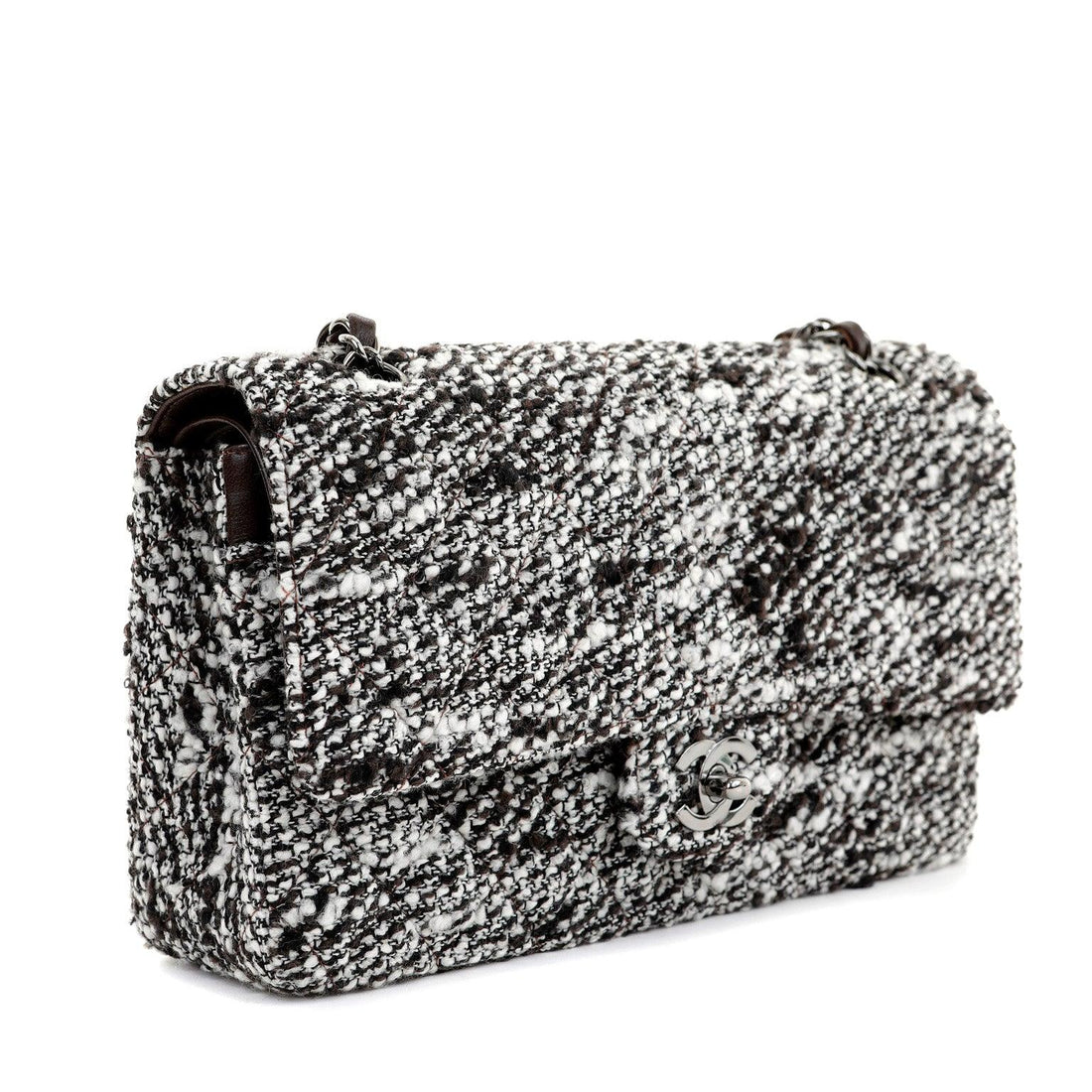 Chanel Coffee Tweed Runway Medium Classic w/ Silver Hardware - BAGS