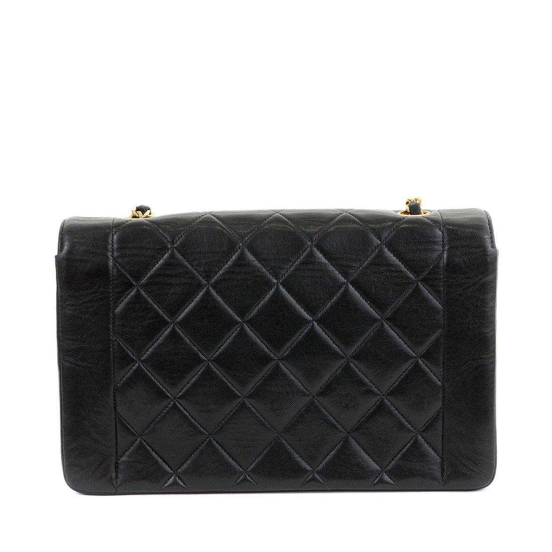 Chanel Black Lambskin Real Princess Diana Classic Medium with Gold Hardware - BAGS