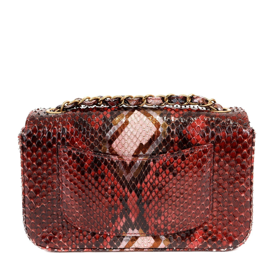 Chanel Burgundy Python Small Classic Flap - BAGS