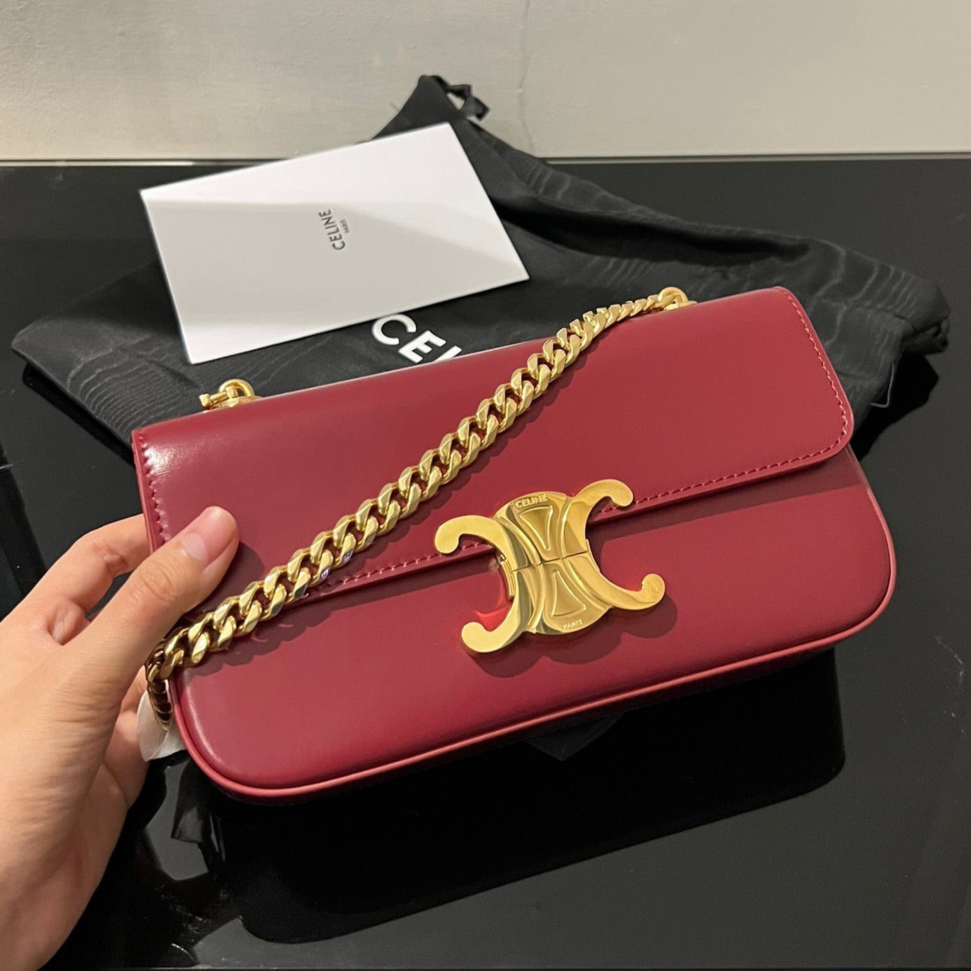 Celine CLASSIC TRIOMPHE 20 RED CALFSKIN - bag