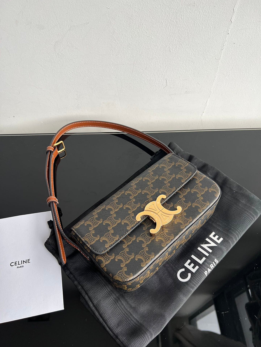 Celine CLASSIC TRIOMPHE 20 BROWN MONOGRAM CALFSKIN - bag