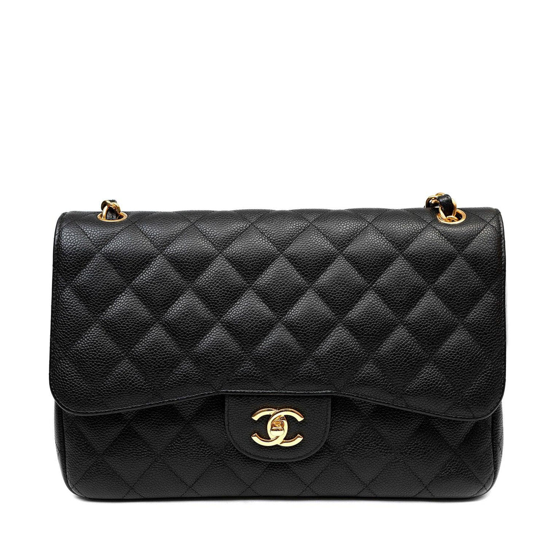 Chanel Black Caviar Jumbo Classic with Gold Hardware - Handbags