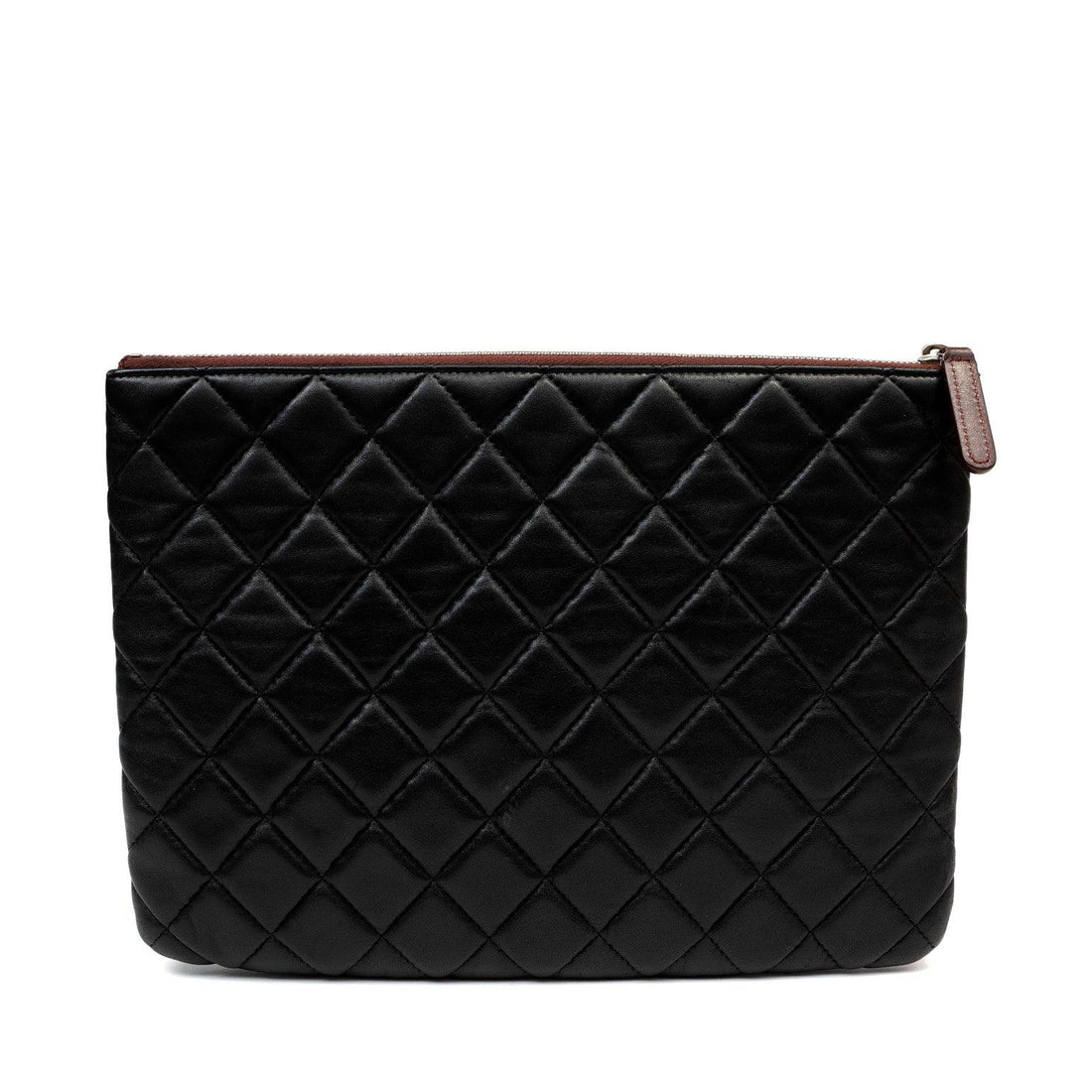 Chanel Small Black Quilted Lambskin Classic O-Case w/ Silver Hardware - Pouch