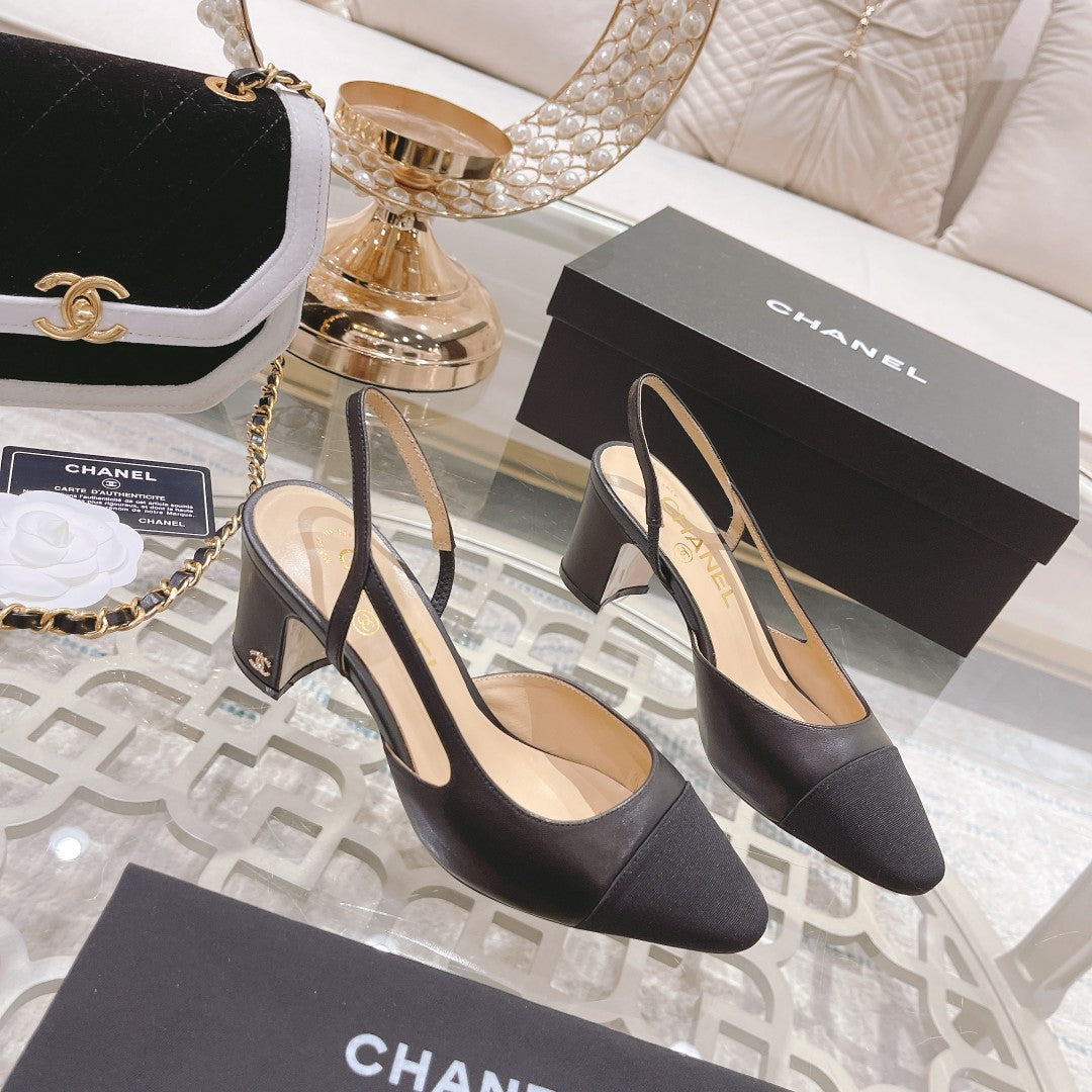 Chanel Slingback Pump Black Sheepskin 174550