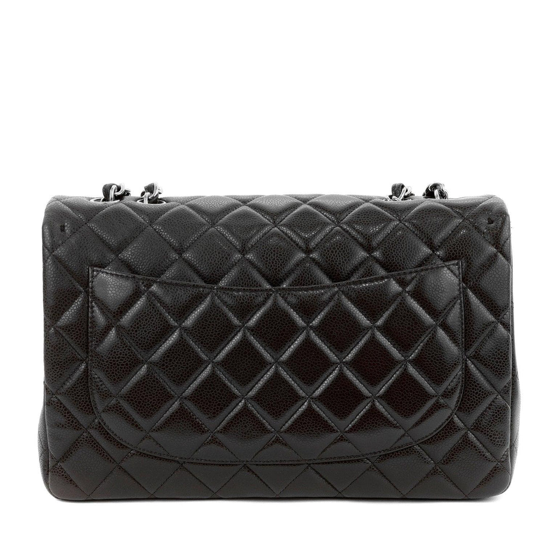 Chanel Chocolate Brown Caviar Jumbo Classic w/ Silver Hardware - BAGS