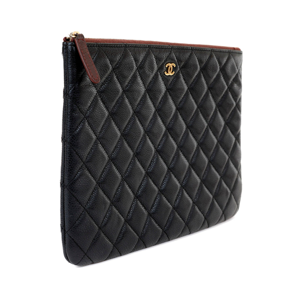 Chanel Small Black Caviar Classic O-Case with Gold Hardware - Handbags