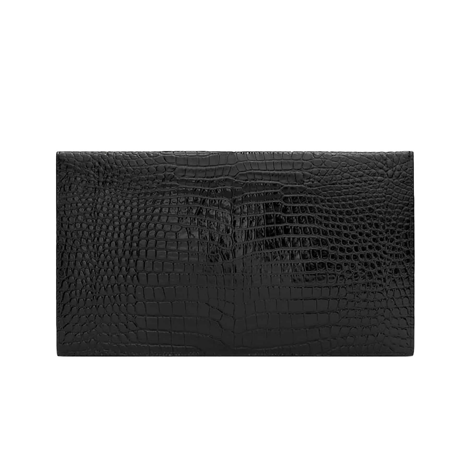 Black Croc Embossed Calfskin Uptown Clutch - Handbags - 3