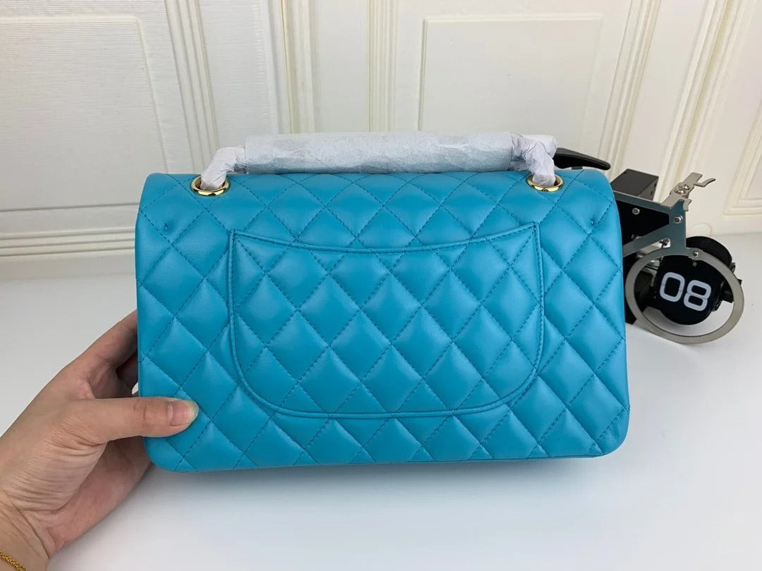Chanel Classic Double Flap 25 Shoulder Bag Light Blue - Bag