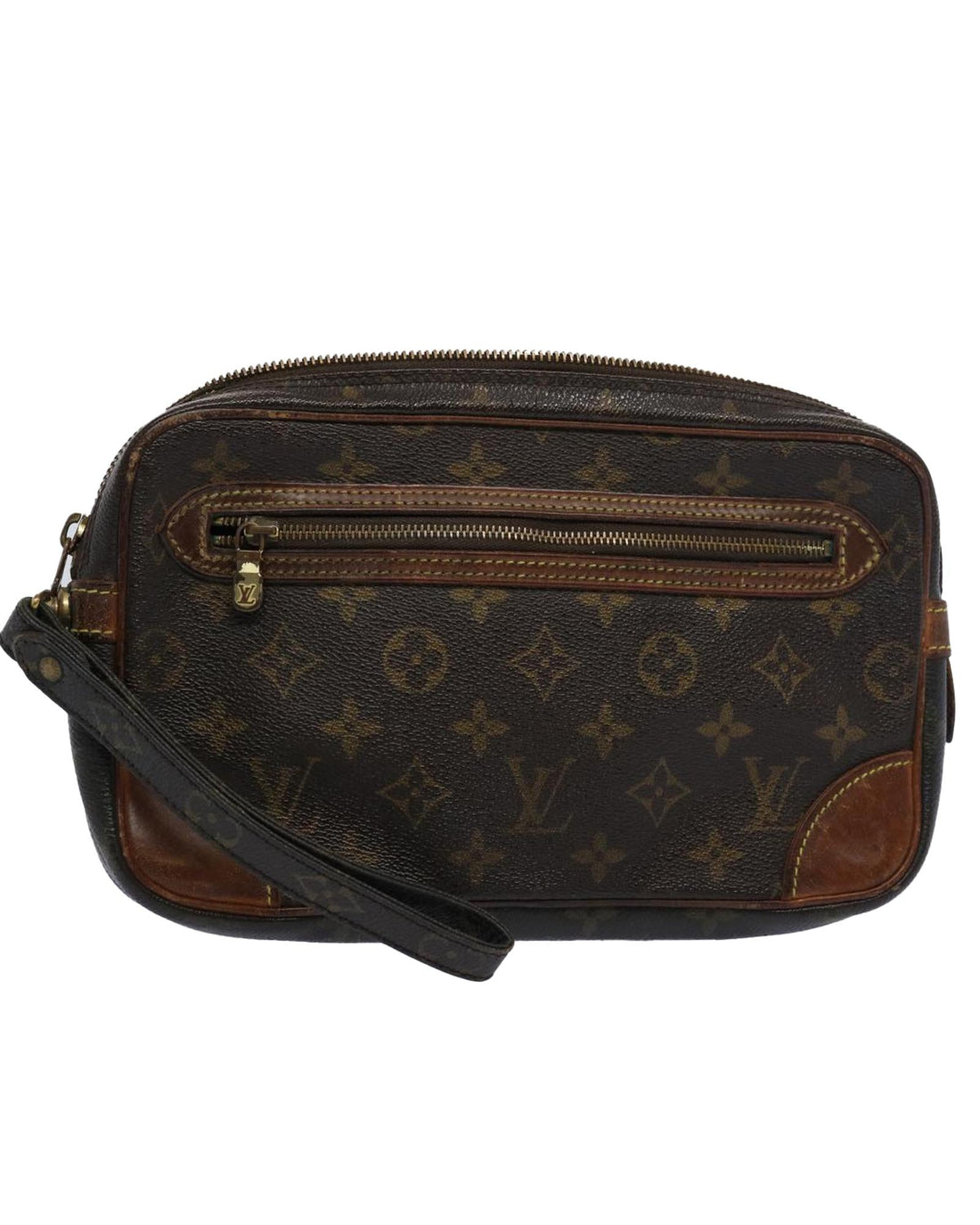Monogram Canvas Clutch Bag with Dragonne Strap and Zipper Closure - Handbag & Wallet Accessories