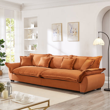 Modular Sectional Sofa, Sailing Design Sofa with Storage, Removable Backrest, Modern Deep Seat Sofa with Throw Pillows for Living Room Bedroom Apartment,Orange