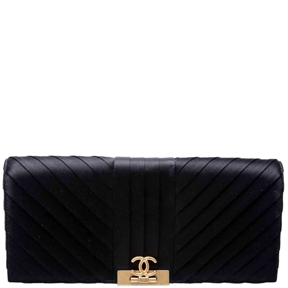 CC Flip Lock Pleated Satin Clutch 29M - CHANEL