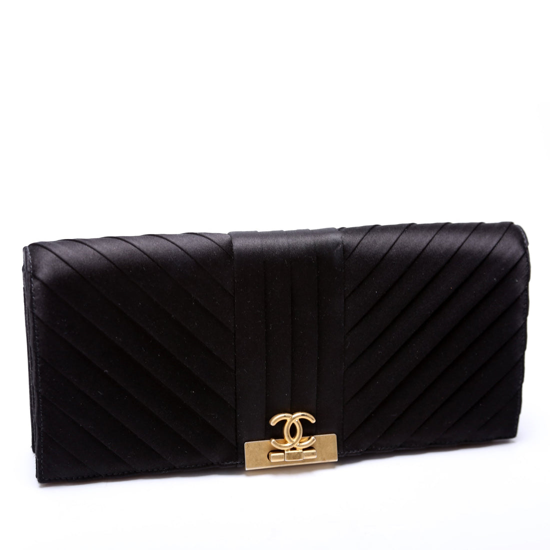 CC Flip Lock Pleated Satin Clutch 29M - CHANEL