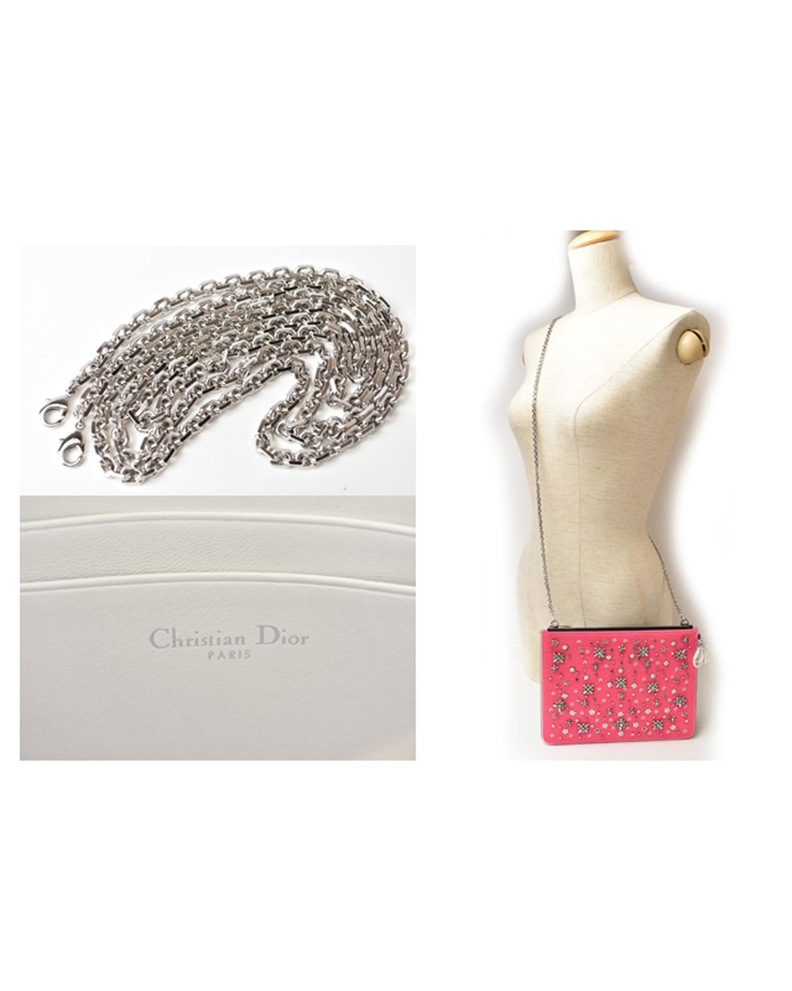 Canvas Chain Shoulder Bag/Clutch/Pouch in Pink/Black by Dior - Handbags, Wallets & Cases - 2