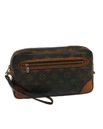 LOUIS VUITTON Pochette Voyage Clutch Bag Brown Monogram Canvas Leather - Handbags, Wallets & Cases