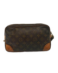 LOUIS VUITTON Pochette Voyage Clutch Bag Brown Monogram Canvas Leather - Handbags, Wallets & Cases - 2