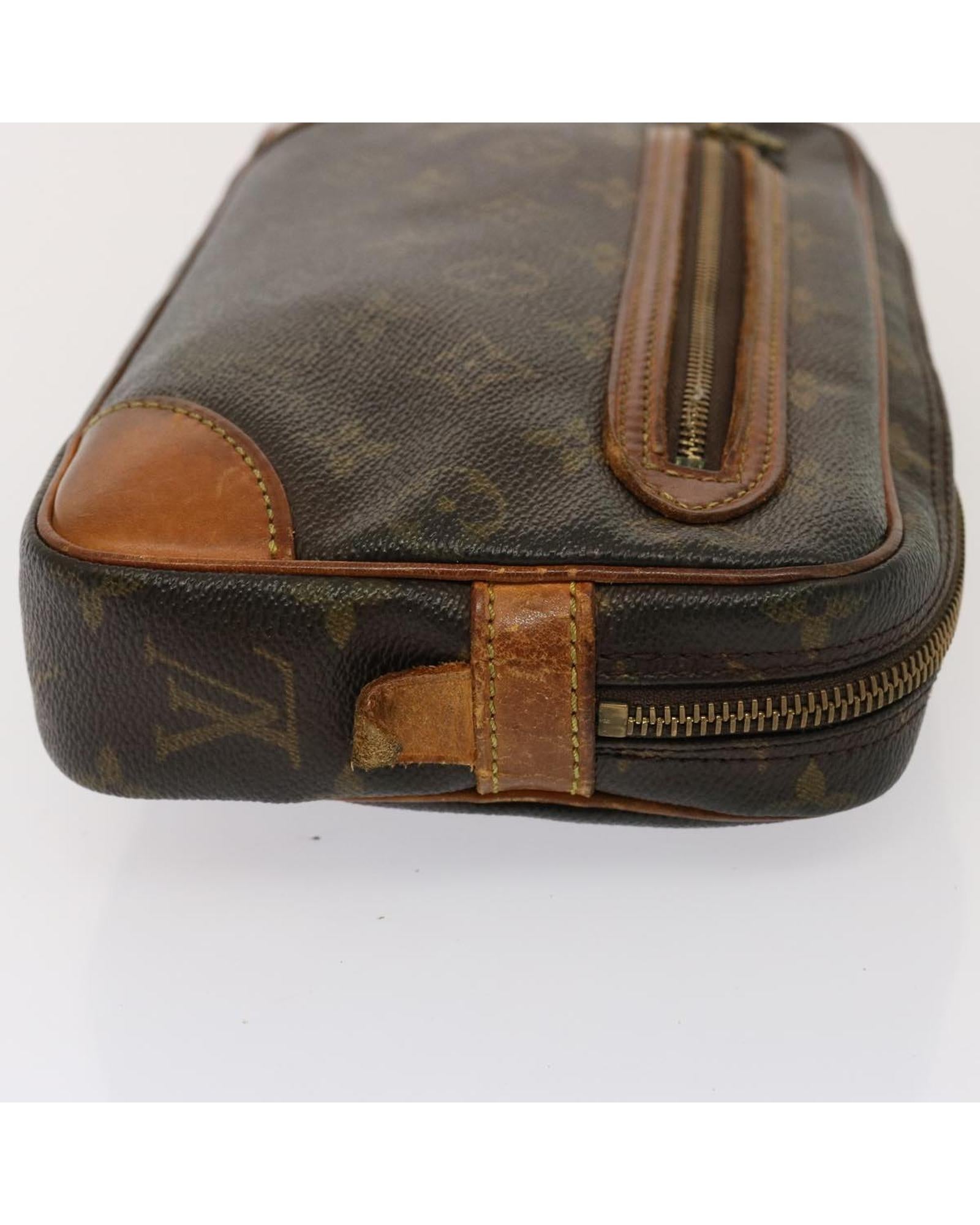 LOUIS VUITTON Pochette Voyage Clutch Bag Brown Monogram Canvas Leather - Handbags, Wallets & Cases - 3