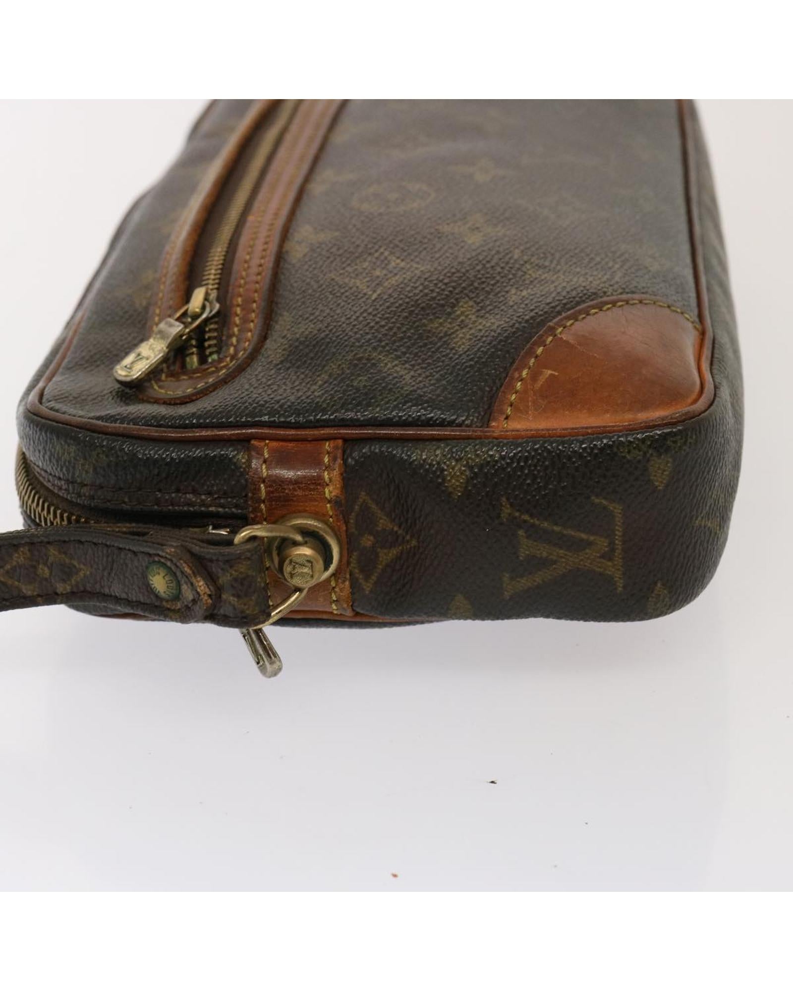 LOUIS VUITTON Pochette Voyage Clutch Bag Brown Monogram Canvas Leather - Handbags, Wallets & Cases - 4