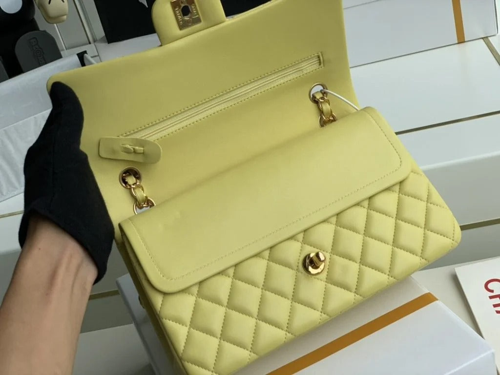 Chanel Classic Double Flap 25 Shoulder Bag Lemon - Bag