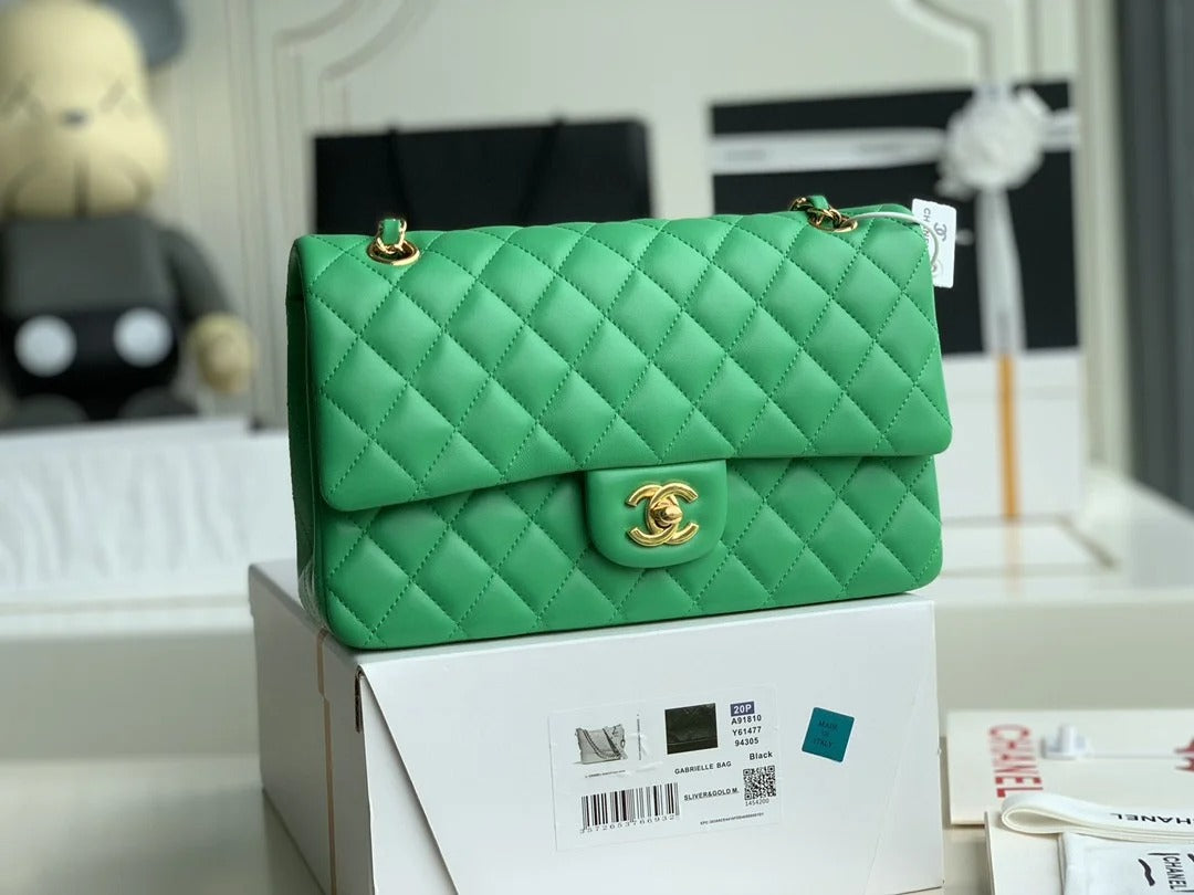 Chanel Classic Double Flap 25 Shoulder Bag Green - Bag