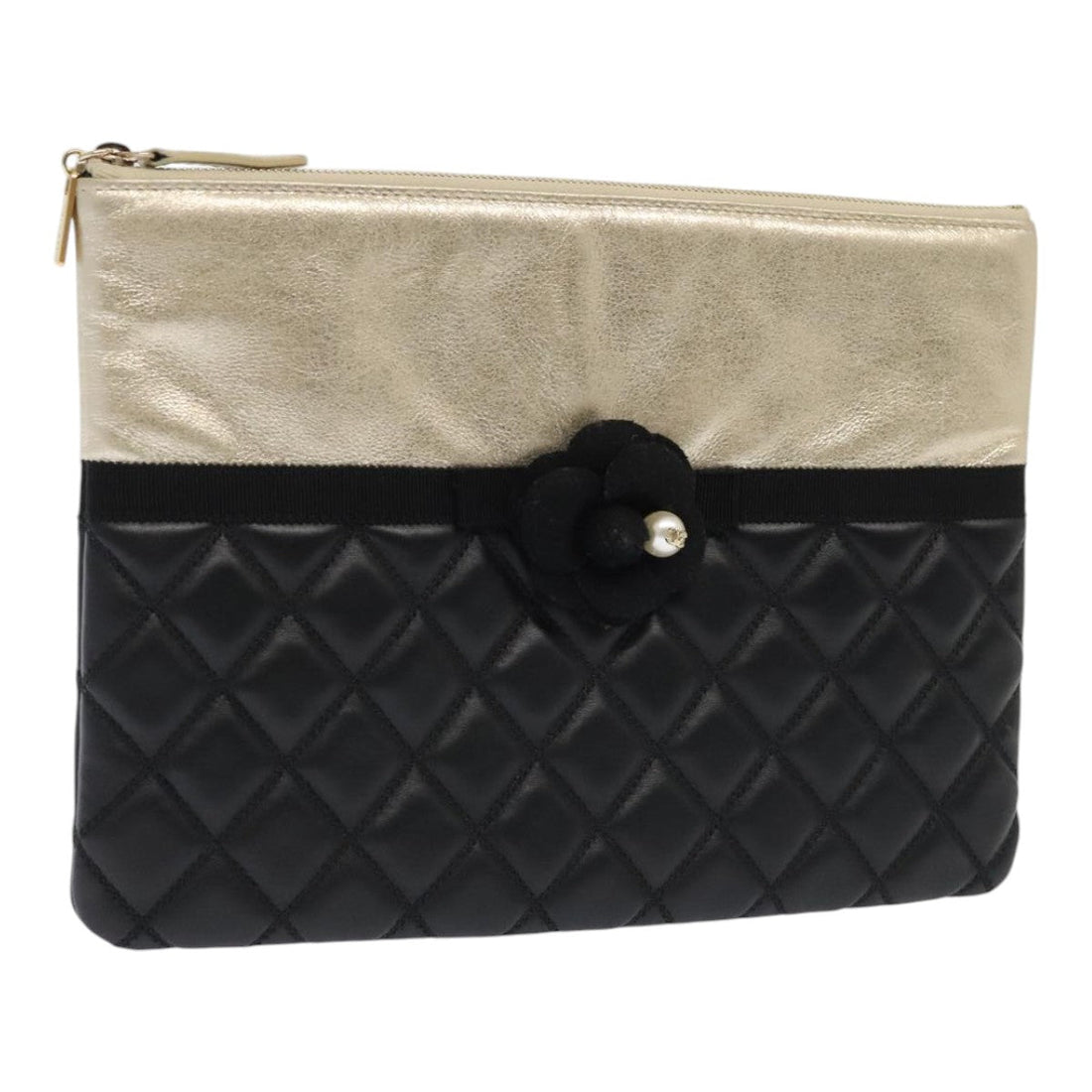quilted clutch camellia flower detail - Handbag & Wallet Accessories