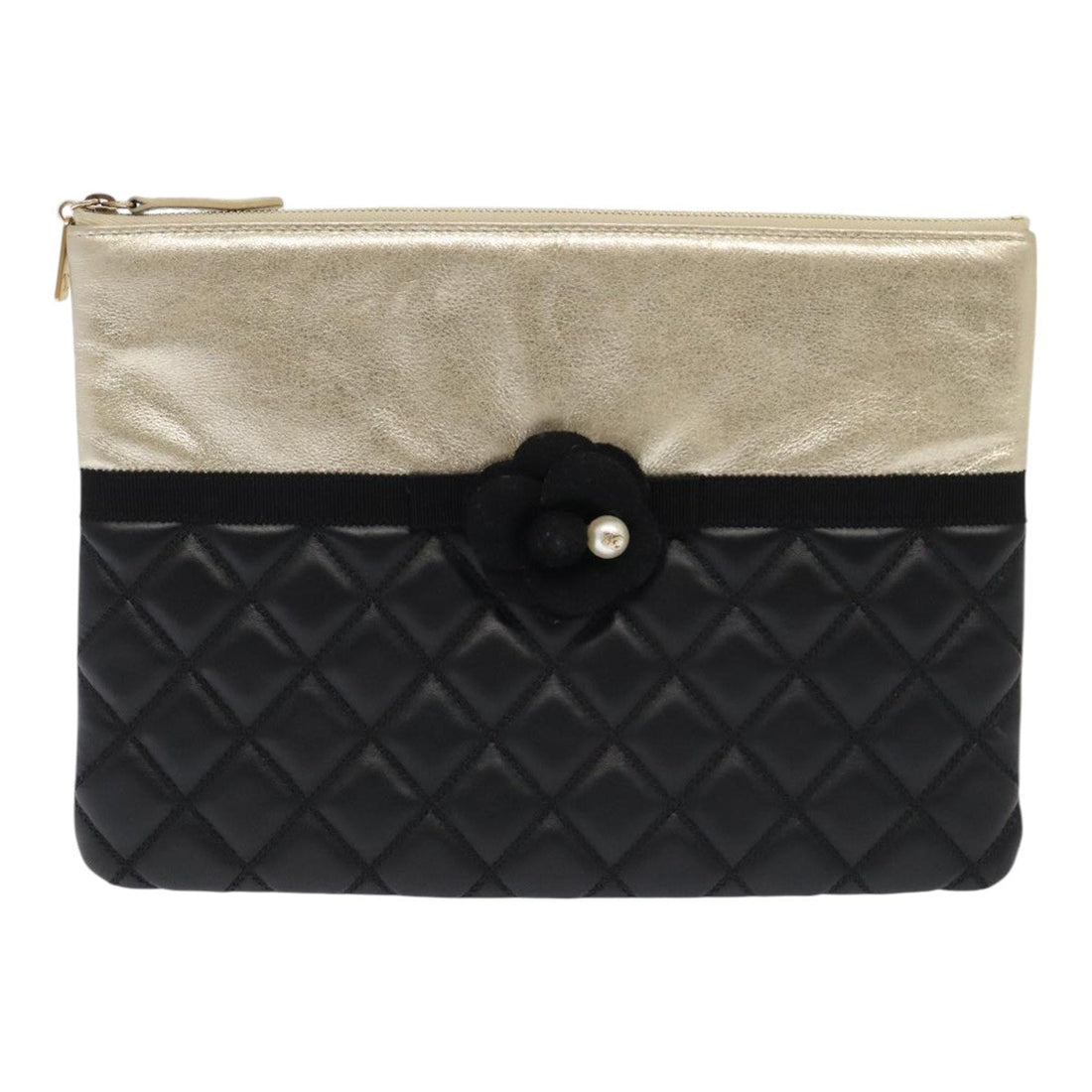 quilted clutch camellia flower detail - Handbag & Wallet Accessories