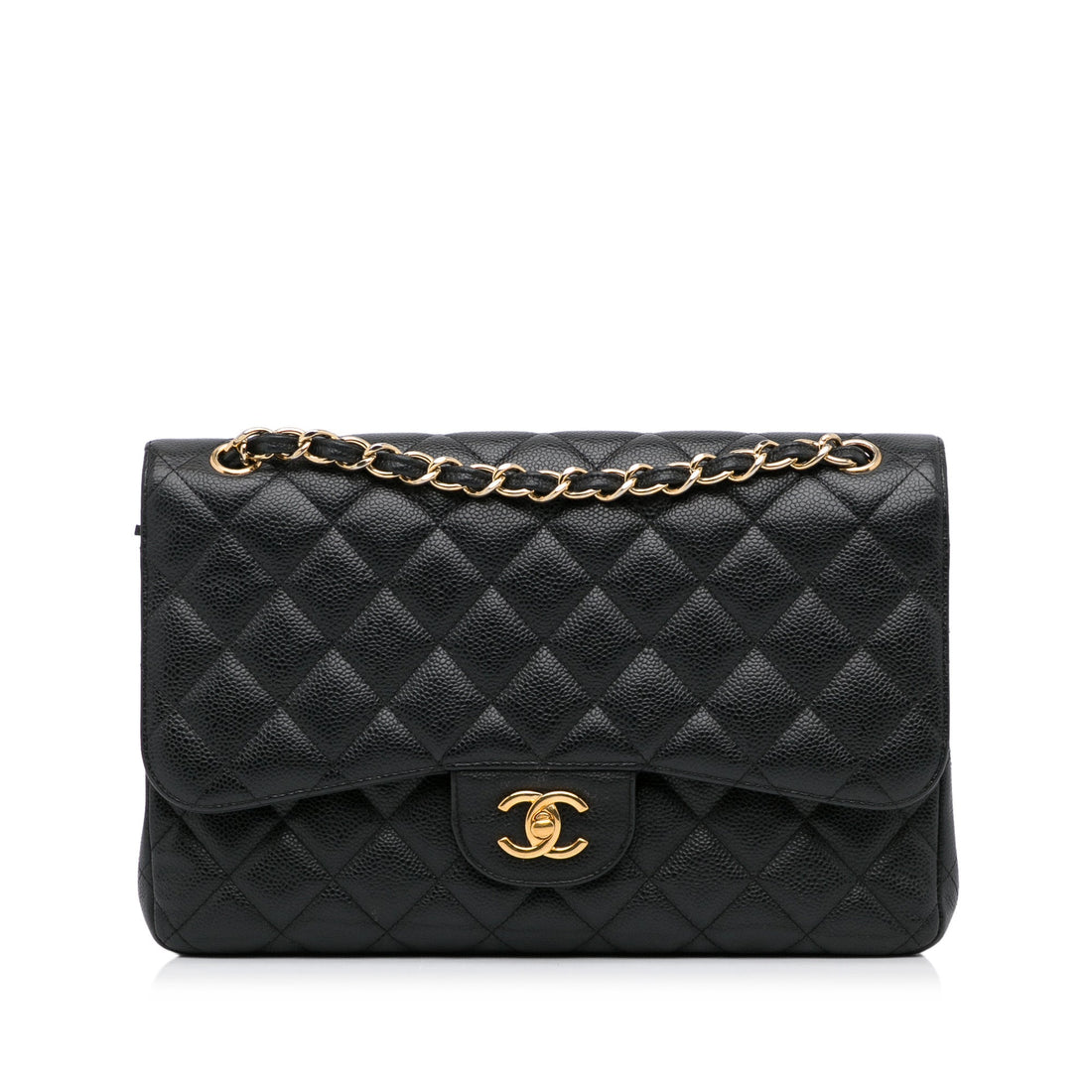 Chanel Classic Double Flap Jumbo Black Caviar Gold - Schultertaschen