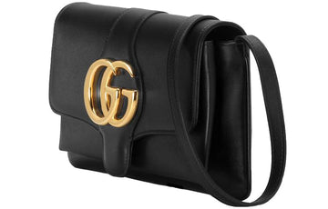 (WMNS) GUCCI Arli Gold Logo Leather Shoulder Messenger Bag Small Black Classic 550129-0V10G-1000 - Shoulder Bags