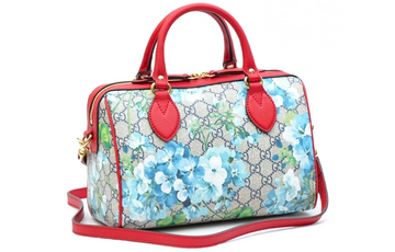 (WMNS) Gucci Blooms Logo Printing Boston handBag Small Blue / Red Classic 546314-KU2IG-8492 - HandBag