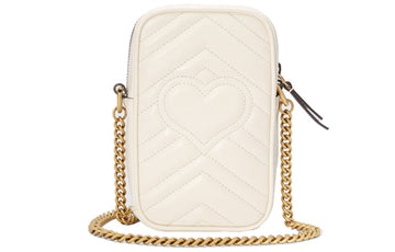 (WMNS) Gucci GG Marmont Gold Logo Leather Chain Shoulder Messenger Bag Mini White Classic 598597-DTDCT-9022 - Shoulder Bags