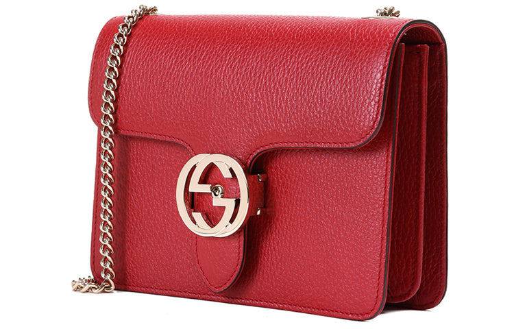 (WMNS) GUCCI Leather Organ Crossbody Bag Single Shoulder Bag Red 510304-CAO0G-6420 - Shoulder Bags