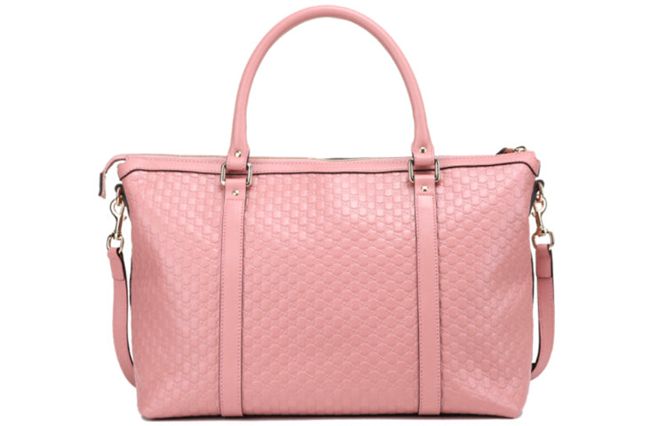 (WMNS) GUCCI Logo Embossing Leather Tote Pink Candy Handbag 449655-BMJ1G-5806 - Shoulder Bags