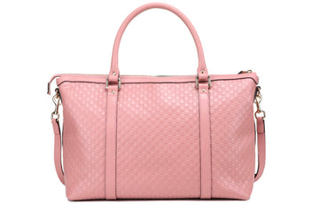 (WMNS) GUCCI Logo Embossing Leather Tote Pink Candy Handbag 449655-BMJ1G-5806 - Shoulder Bags