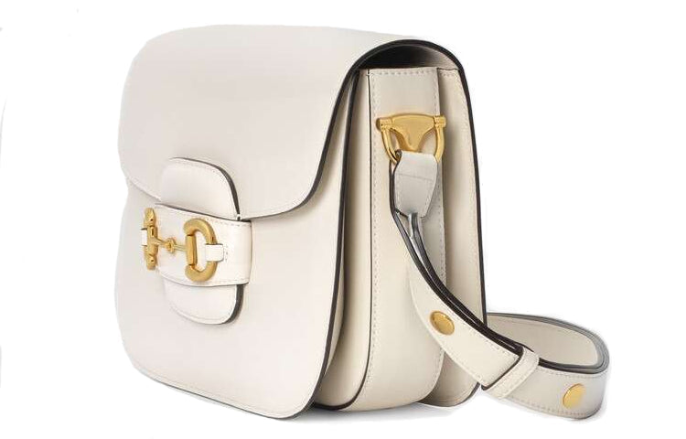 (WMNS) Gucci Horsebit 1955 Retro Gold buckle Leather Shoulder Messenger Bag Small White Classic 602204-1DB0G-9022 - Shoulder Bags