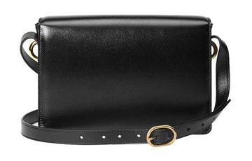 (WMNS) Gucci GG Ring Gold Logo Leather Shoulder Messenger Bag Small Black Classic 589474-1DB0G-1000 - Shoulder Bags